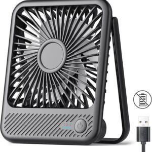 Koonie USB Desk Fan, Strong Wind Ultra Quiet Small Personal Fan with 180° Tilt Folding and 3 Speeds Adjustable, USB-C Corded Powered Mini USB Fan for Office Desktop Bedroom, NO BATTERY