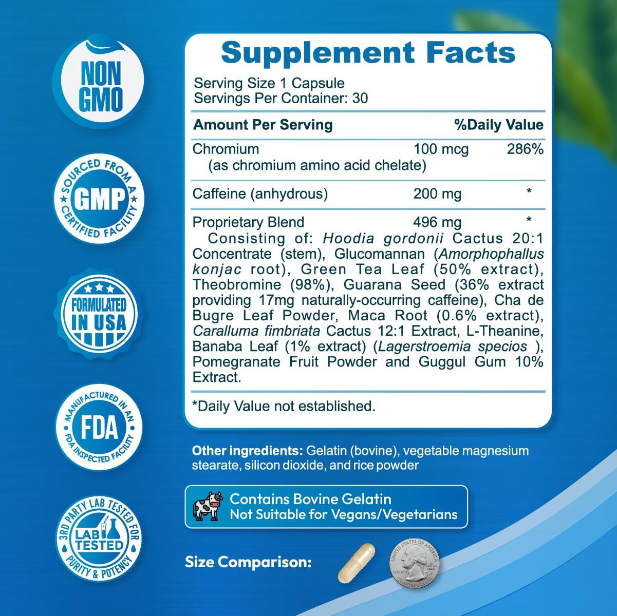 Weight Loss Pills for Women – Fat Burner & Appetite Suppressant – Metabolism Booster with Chromium, Green Tea & Guarana – 30 Capsules – Caffeine Anhydrous for Energy Support - Image 2