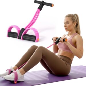 Pedal Resistance Band with Handle, 6 Tube Multifunction Foot Pedal Resistance Band, Arm & Waist Training Tummy Trimmer Ab Workout Equipment for Home Gym Men Women