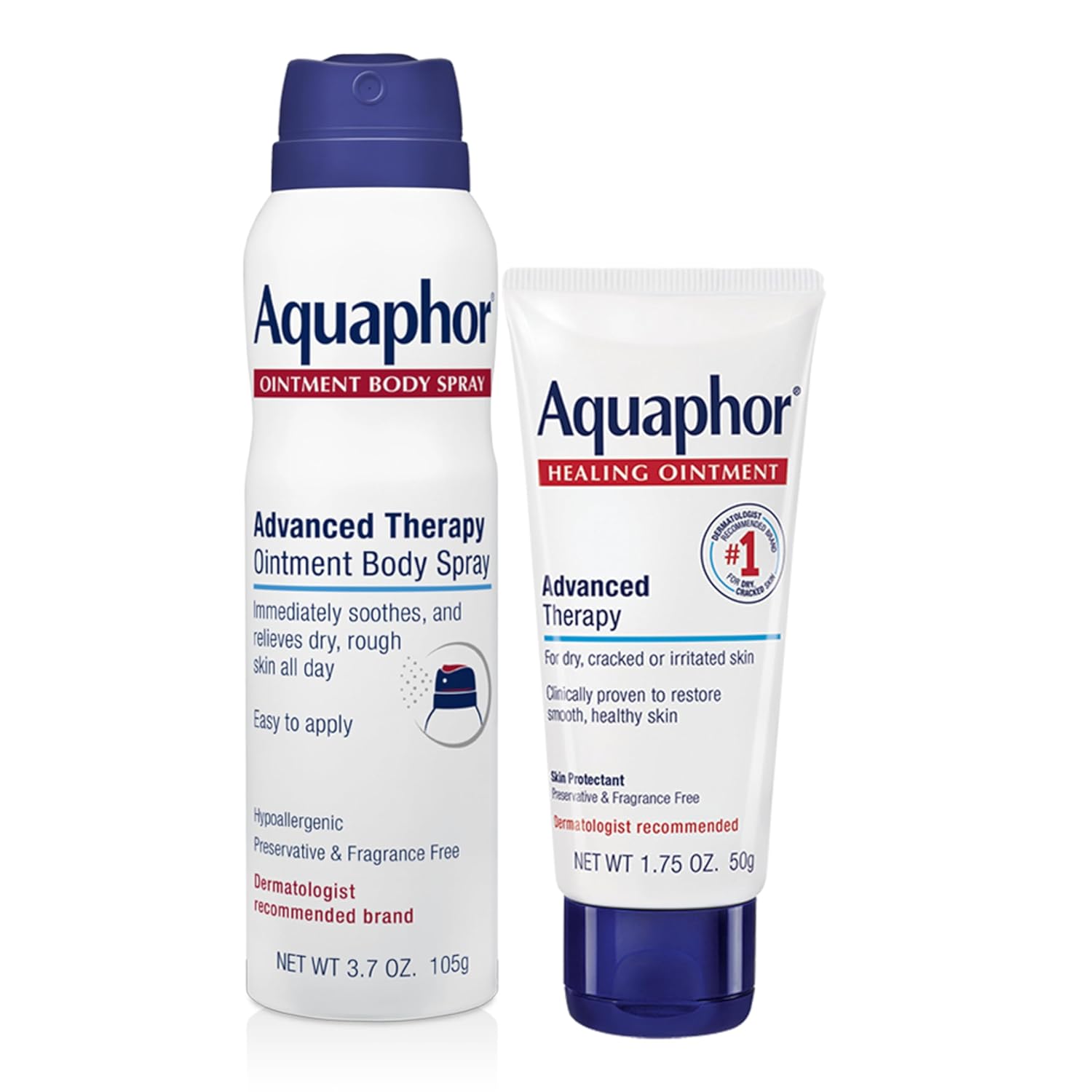 Aquaphor Skin Care Set, Advanced Therapy Healing Ointment (1.75 Oz) + Advanced Therapy Ointment Body Spray (3.7 Oz), Hypoallergenic and Fragrance Free Body Moisturizer for Dry Skin