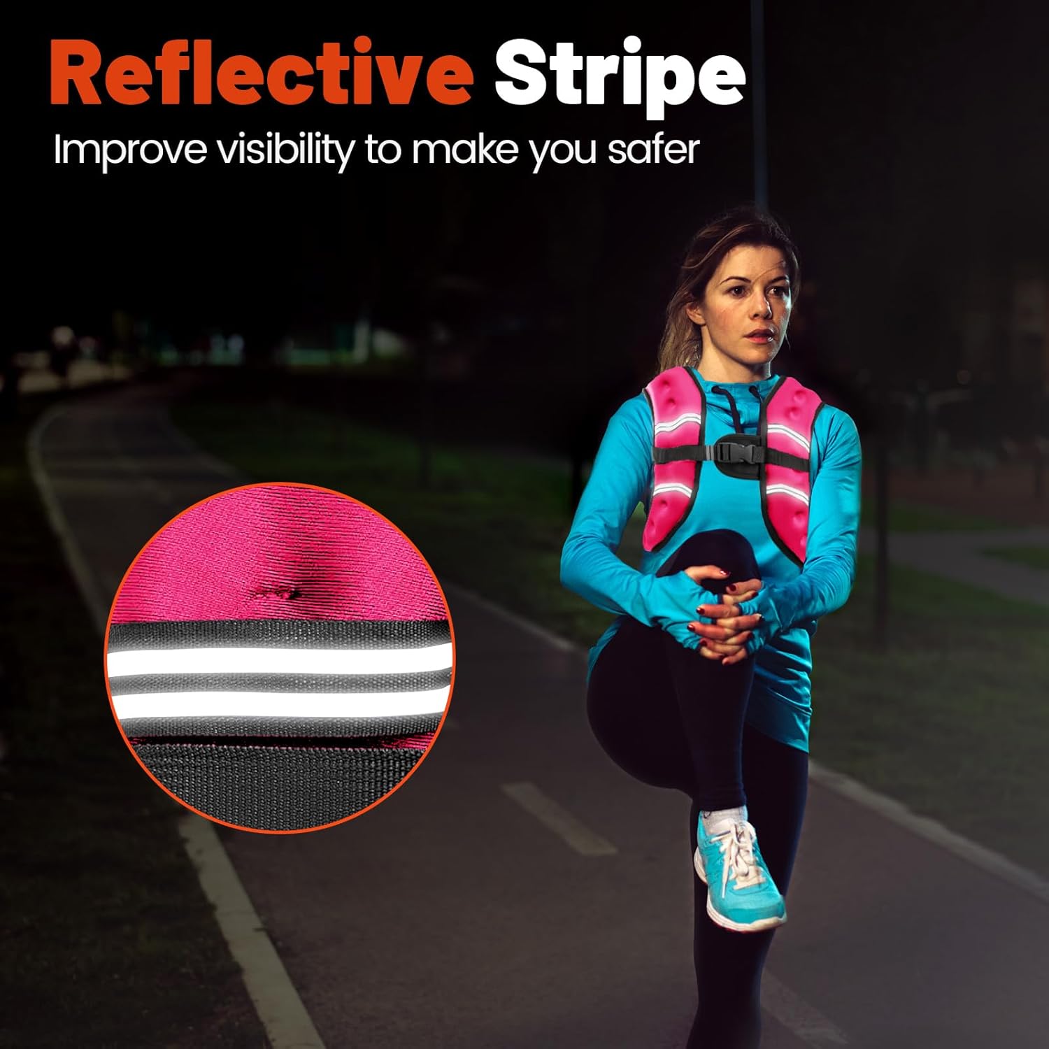Poudee Weighted Vest, 6lb/8lb/10lb/12lb/16lb/20lb/25lb/30lb Weight Vest for Men Women, Body Weight Vests Adjustable with Reflective Stripe for Strength Training, Running, Workout, Jogging, Walking - Image 3