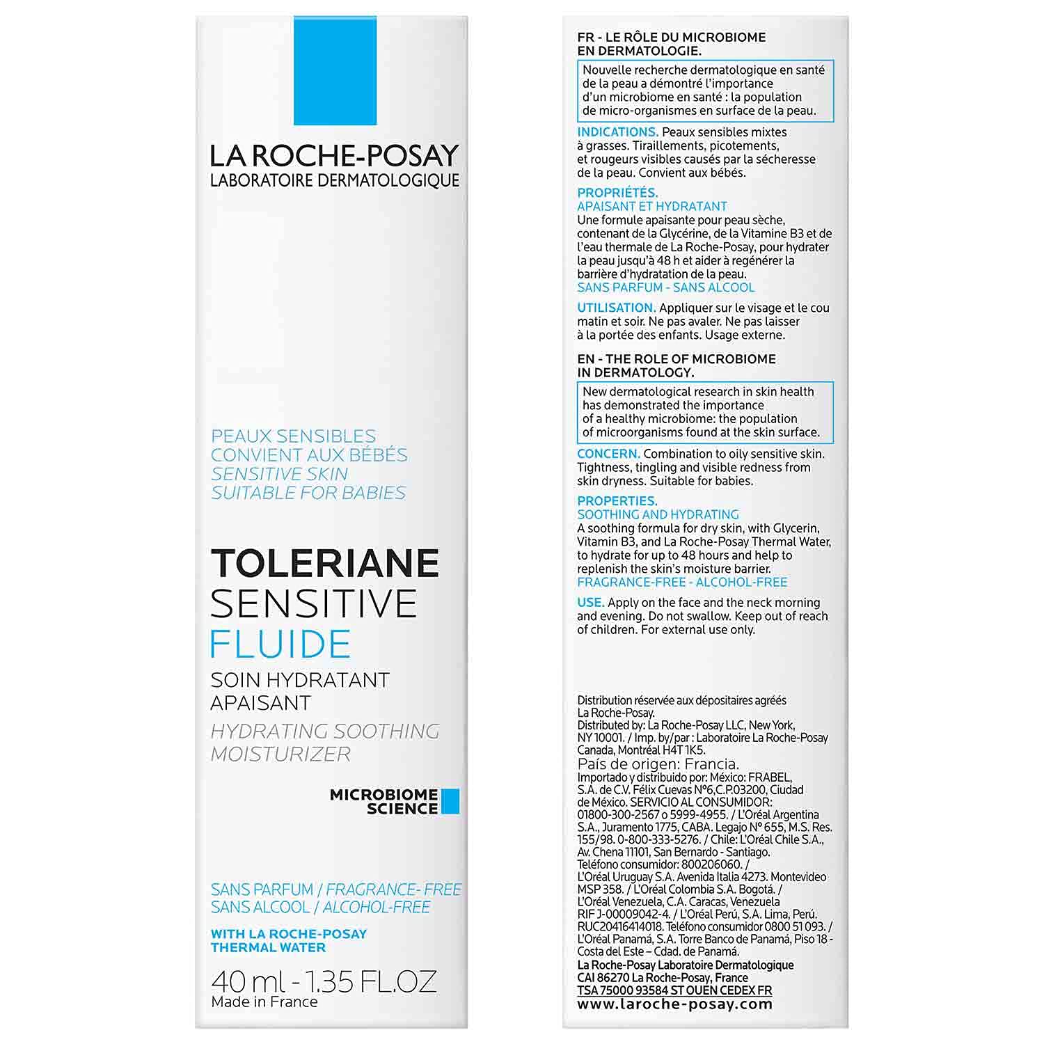 La Roche-Posay Toleriane Sensitive Fluide Protective Moisturizer, Lightweight Oil-Free Face Moisturizer, For Sensitive Skin - Image 2
