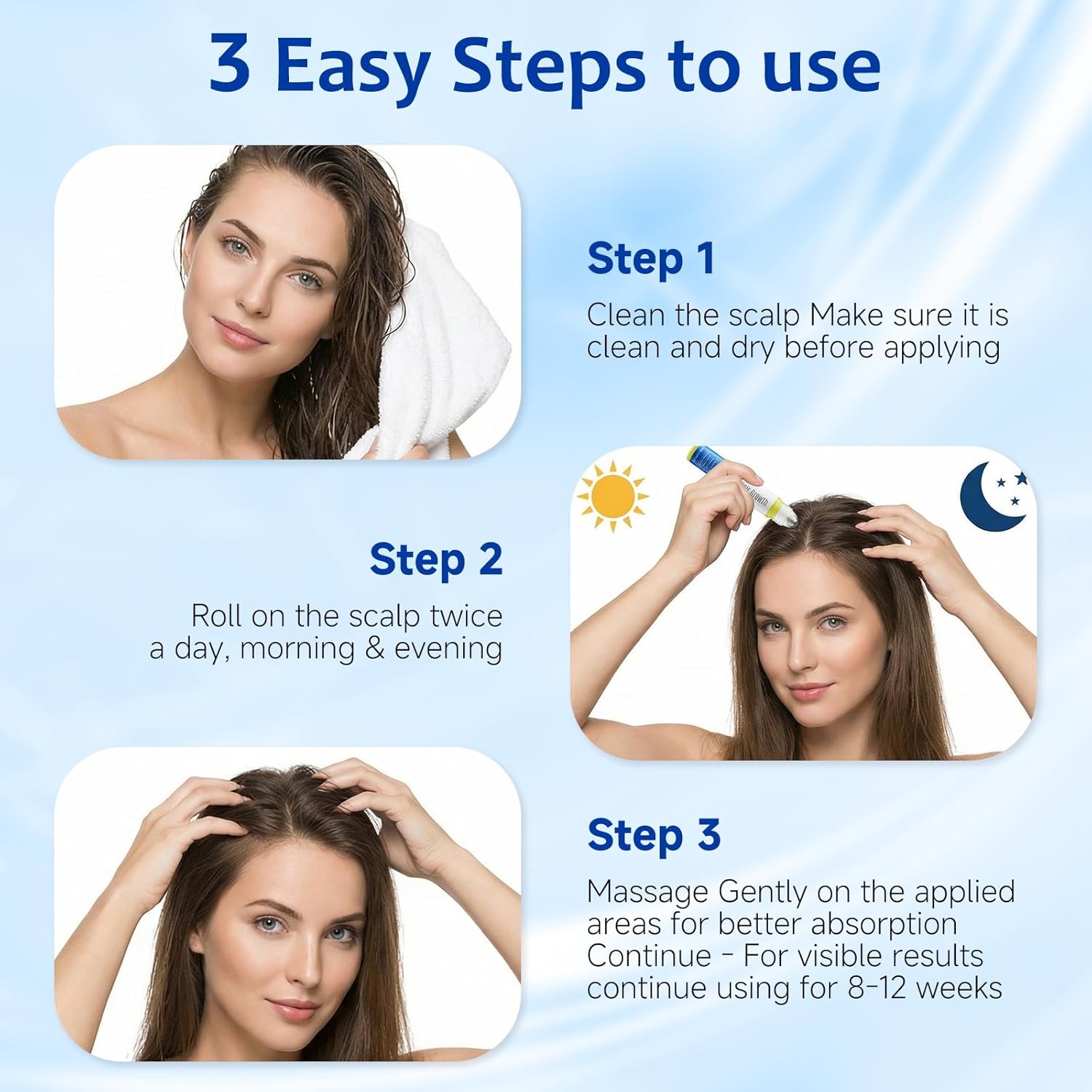 Hair Growth Serum Roll On with 3% Rosemary,3% Batana Oil,2% Pea Extract,2% Ginger Root Oil,Stronger Root,stimulate follicle,Hair Thicker,Hair Loss Treatment,Hair Growth Serum(30ML/1.01FL.OZ) - Image 6