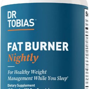 Dr. Tobias Fat Burner Nightly - Night Time Metabolic Support with White Kidney Bean Extract, Ashwagandha Root, Green Coffee Bean Extract & Melatonin | Non-GMO (60 Capsules 30 Day Supply)