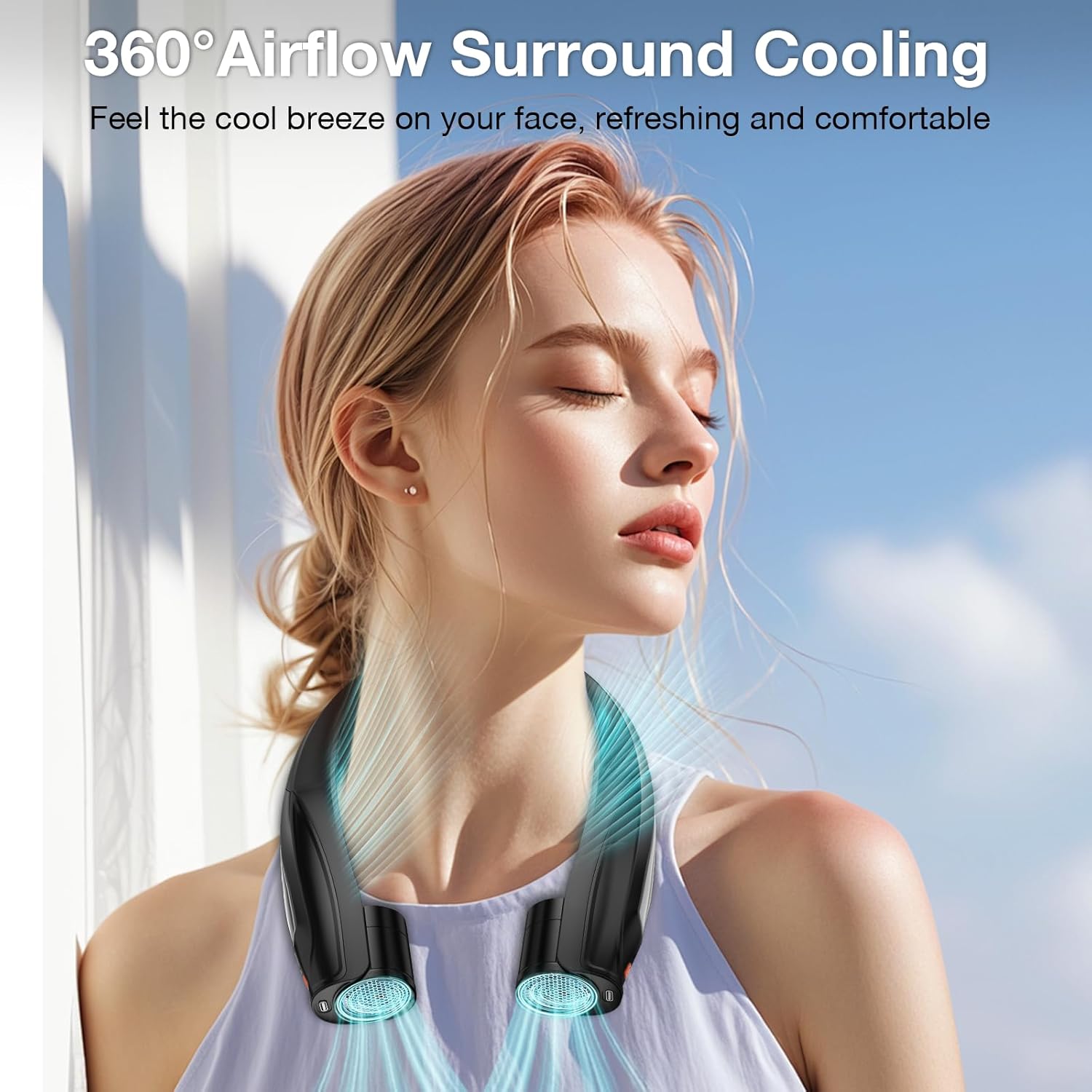 Hionly AI Neck Fan, 6 Speeds Adjustable Portable Personal Fan Rechargeable, Faster Cooling Wearable Fan, Ultra Quiet for Home, Office, Travel, Outdoor - Image 2