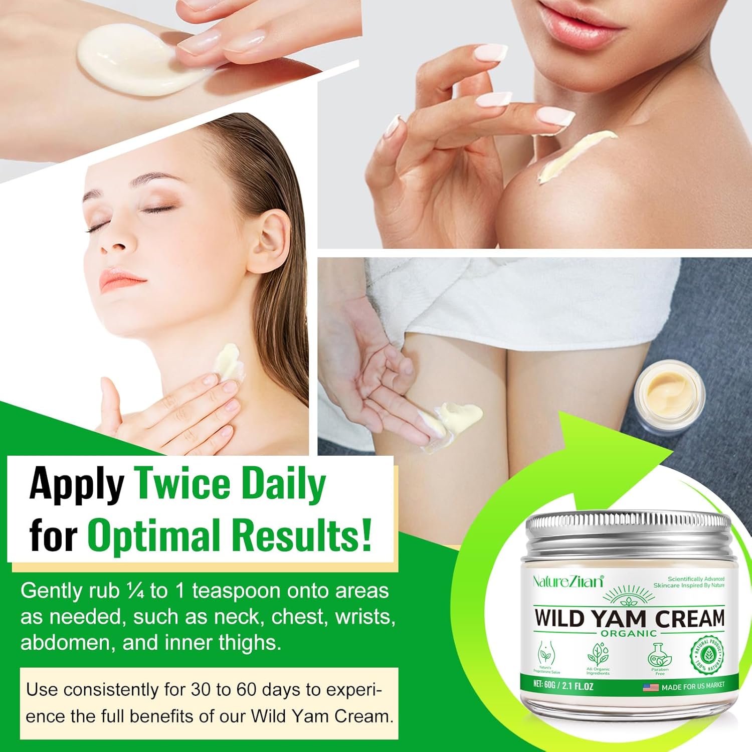 NATURE ZIRAN Wild Yam Cream - Wild yam Cream - Suitable for Relieving Symptoms During Periods of Physical Change - for All Skin Types 2.1floz - Image 6