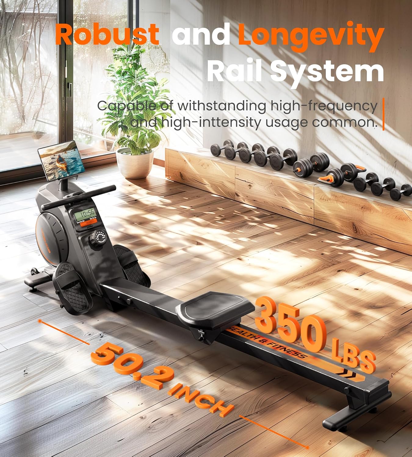 YOSUDA Rowing Machine for Home, Magnetic Rower Machine for Beginners to Athletes, Use with Resistance Adjustment Function, Bluetooth, App Supported, LCD Monitor, and Comfortable Seat Cushion - Image 6