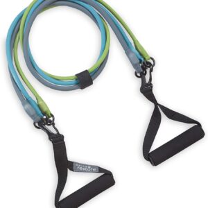 Gaiam 3-in-1 Resistance Band Kit with Comfort-Grip Handles and Interchangeable Strength Bands for High Intensity Training