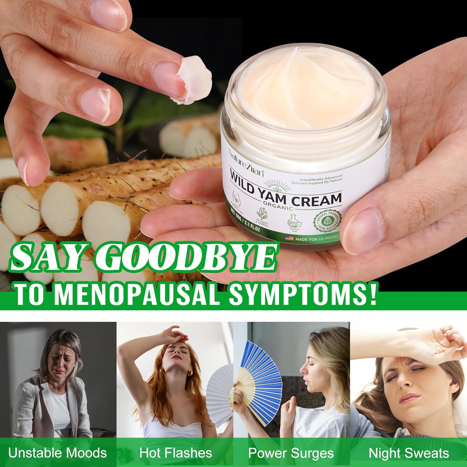 NATURE ZIRAN Wild Yam Cream - Wild yam Cream - Suitable for Relieving Symptoms During Periods of Physical Change - for All Skin Types 2.1floz - Image 3