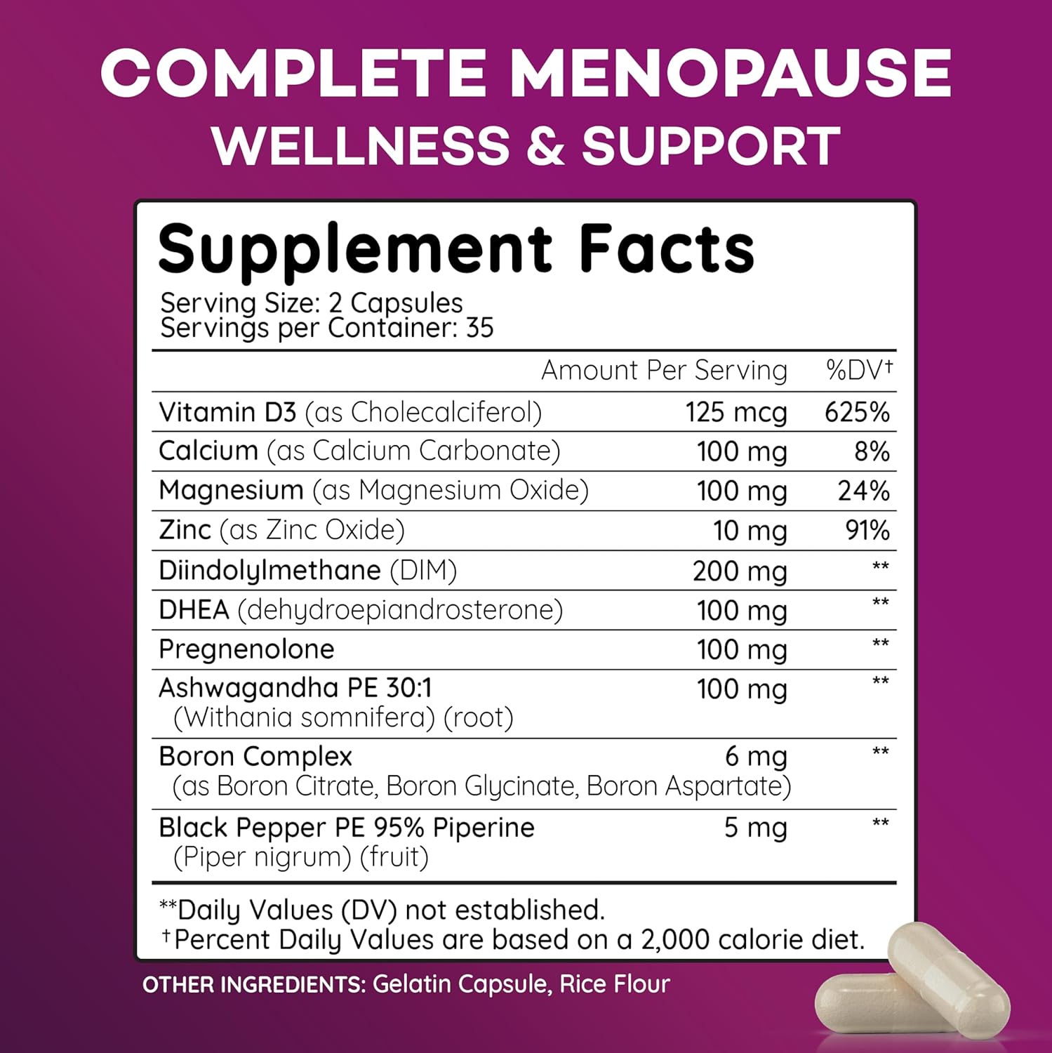 Menopause Support – DIM Supplement for Hot Flash & Night Sweats - DHEA, Ashwagandha, Pregnenolone, Magnesium, Zinc, Vitamin D Hormone Balance, Perimenopause for Women - 2 Months - Image 6