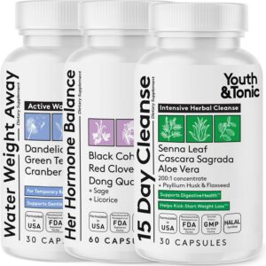 Fast Waste Loss & Water Retention for Belly Bloating Because of Hormonal Imbalance | PMS Menopause Relief & Weight Control Bundle | Support for Women Hormone Balance & Thin Waistline & Slender Body