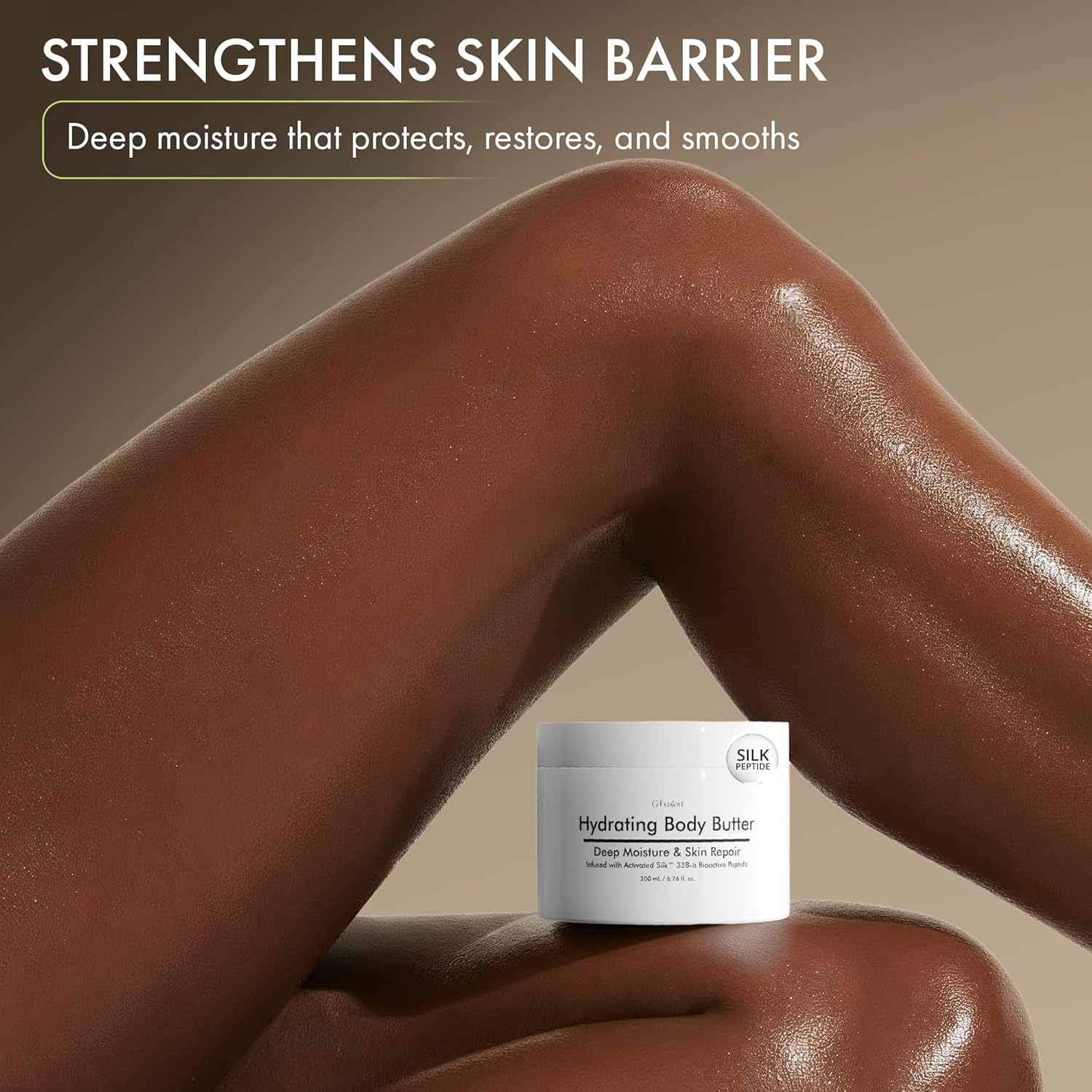 Hydrating Silk Peptide Body Butter - Lightweight Non-Greasy Moisturizer with Aloe Vera, Vitamin E & Herbal Extracts for Dry, Rough, and Sensitive Skin - Deep Nourishment Body Glaze & Hydration - Image 5