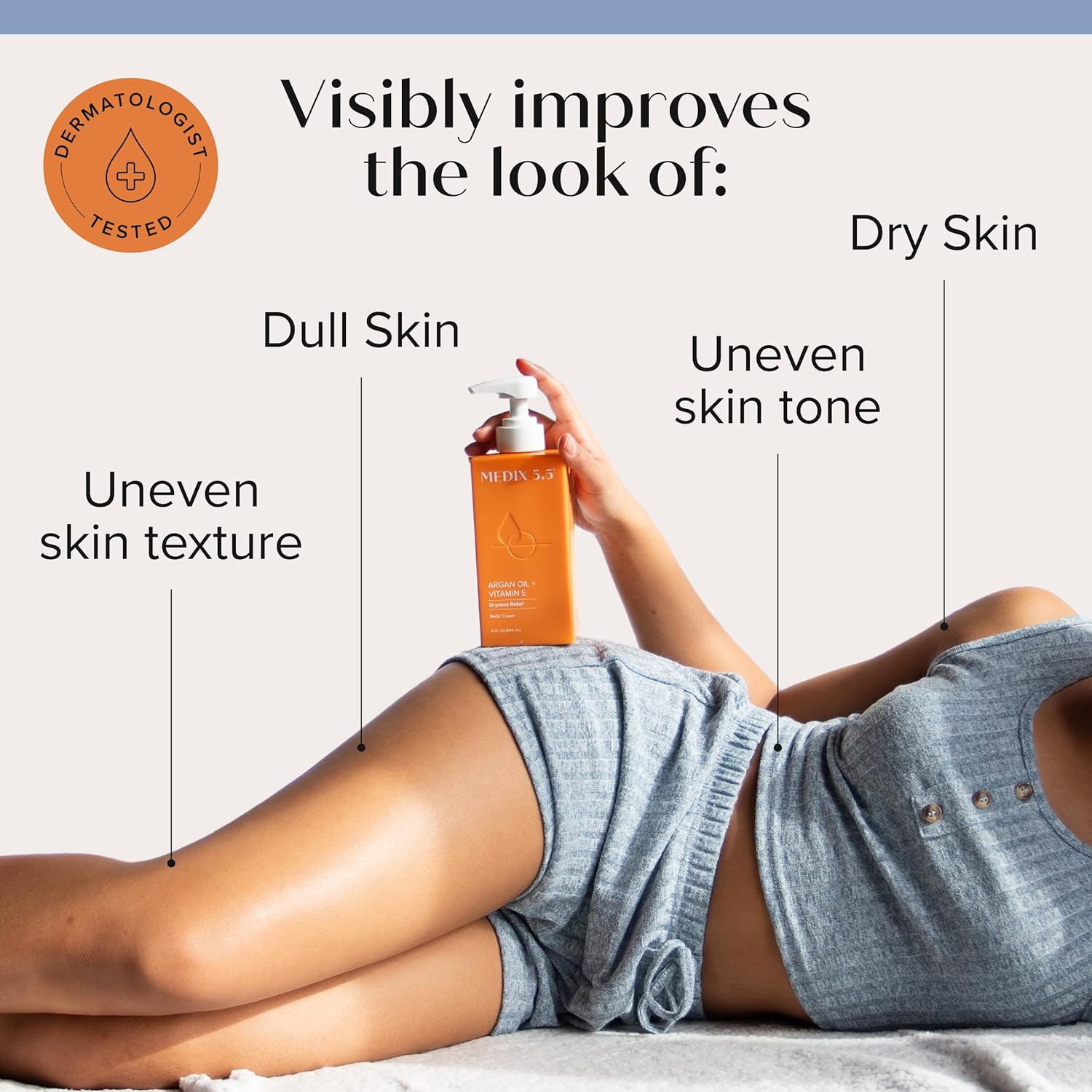 Medix 5.5 Argan Oil + Coconut Oil Skin Care Set Moisturizer Cream Body & Face Lotion | Firming Body Lotion Set Reduces Look Of Wrinkles, Cellulite, Dry Skin, & Uneven Skin Tone For Women, 2PC Bundle - Image 2