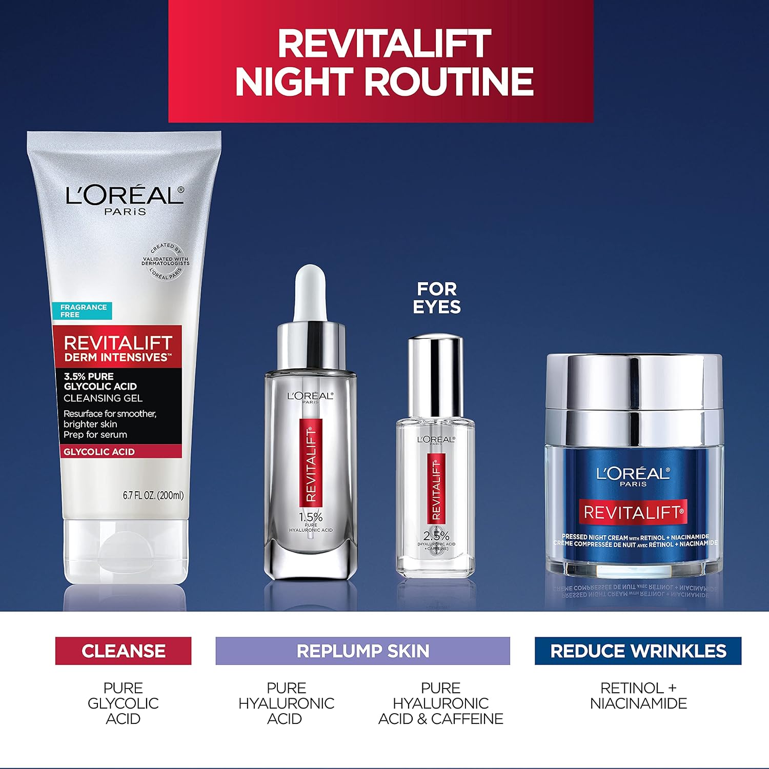 L'Oreal Paris Revitalift Pressed Night Cream, Retinol + Niacinamide, Reduces Wrinkles, Fragrance Free, 1.7 oz + Serum Sample - Image 10
