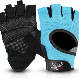 BEAST RAGE Fingerless Weight Lifting Gloves with Palm Protection Padding, Breathable Lightweight Gym Gloves for Men, Women, Weightlifting, Cycling, Exercise, Training Pull Up