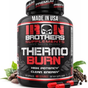 Iron Brothers Thermo Burn Hardcore Fat Burner – High Stim Thermogenic with Yohimbine HCl, Grains of Paradise & Caffeine – Metabolism Booster & Appetite Control – 60 Capsules