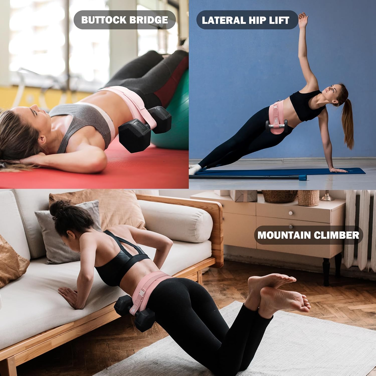 Hip Thrust Belt, Fully Upgraded Hip Thrust Belt for Dumbbells, More Comfortable Hip Thrust Belt, Home Gym Hip Thrust Belt with Wider and Longer Anti-Slip Pads. - Image 4