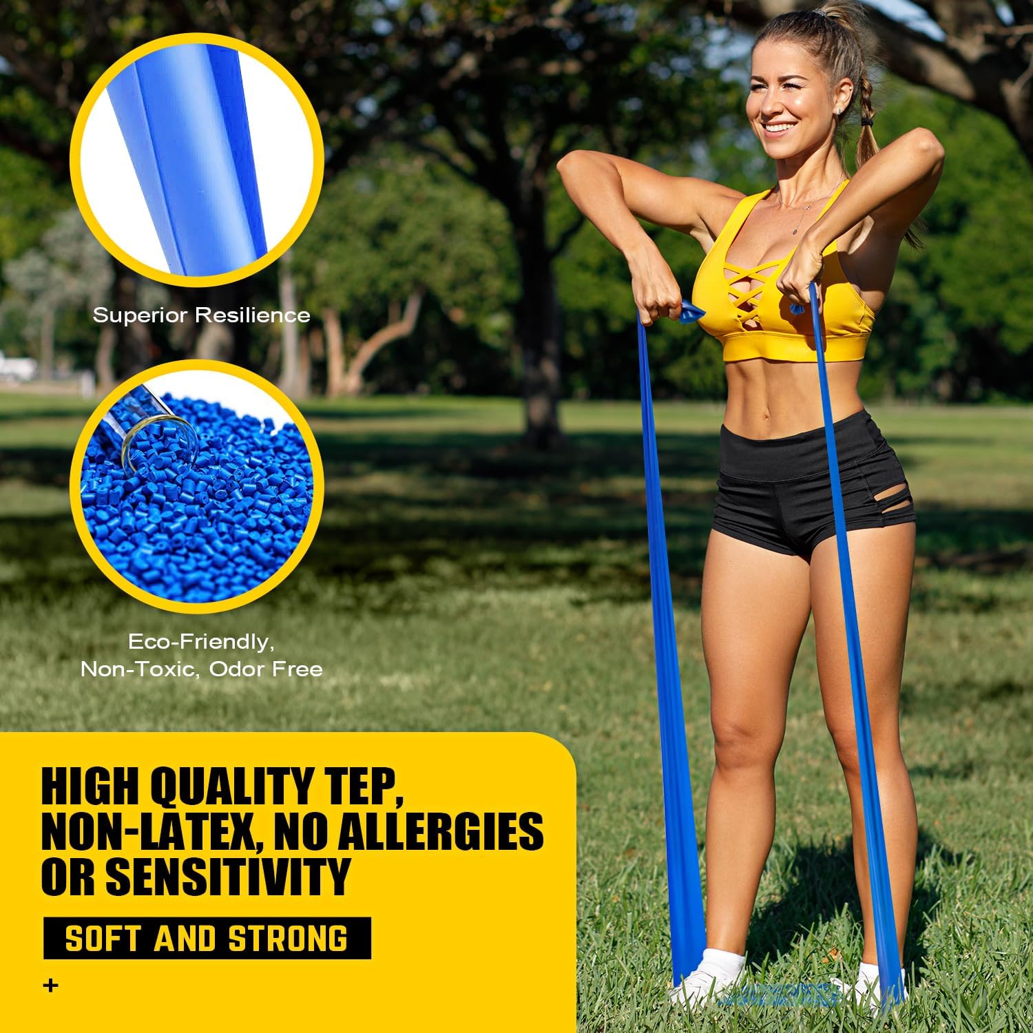 HPYGN 3 Levels Non-Latex Exercise Bands for Physical Therapy & Yoga, Professional Resistance Bands Set for Working Out, Strength Training, Pilates & Rehab, TPE Elastic Stretch Bands for Seniors, Women - Image 5