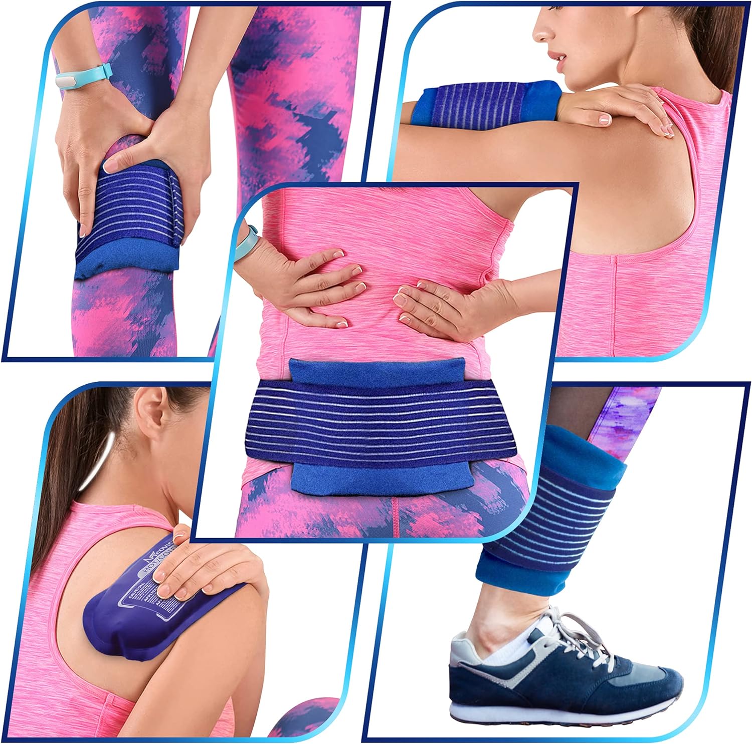 Reusable Hot and Cold Ice Packs for Injuries (3-Piece Set), Joint Pain, Muscle Soreness and Body Inflammation - Reusable Gel Wraps - Adjustable & Flexible for Knees, Back, Shoulders, Arms and Legs - Image 4