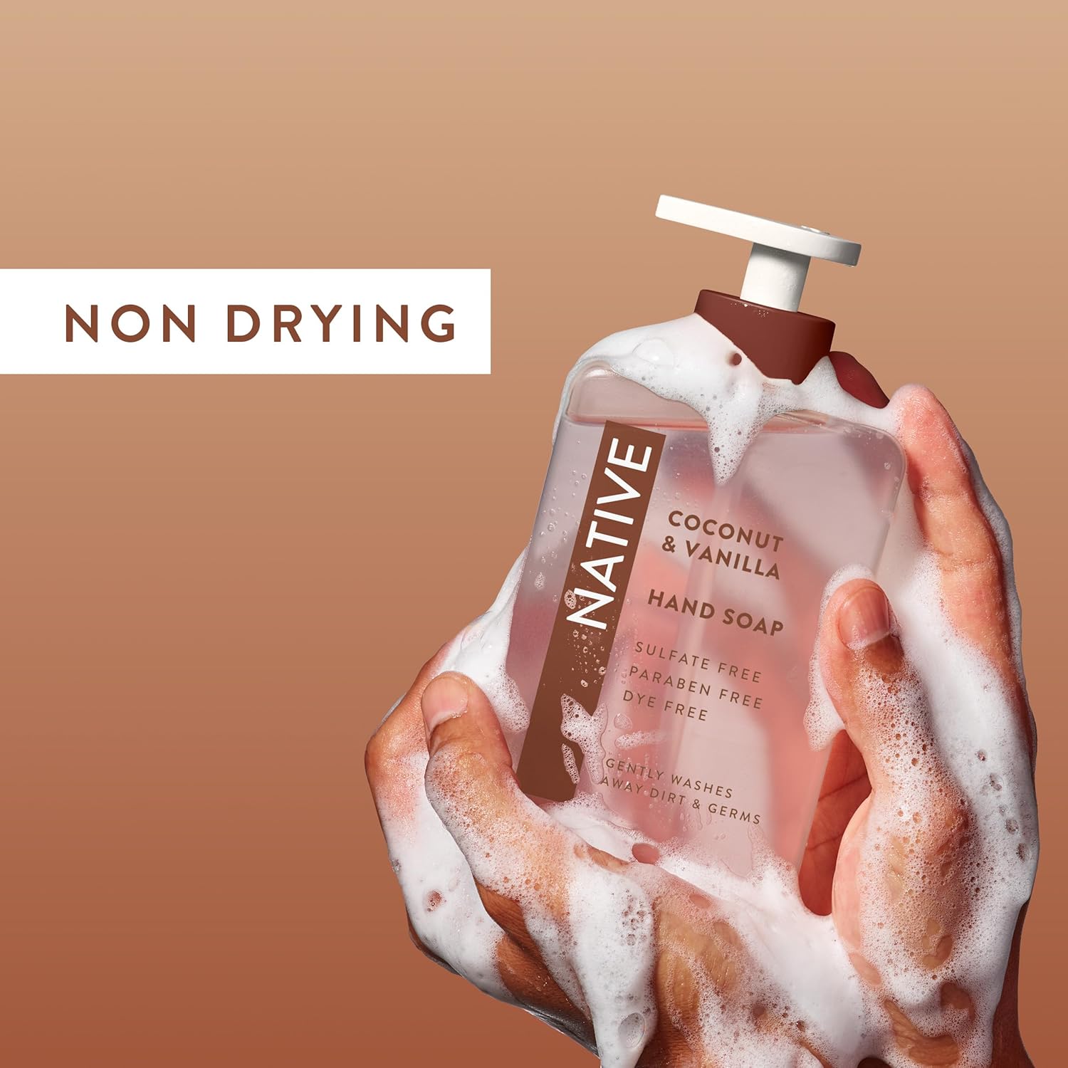 Native Liquid Hand Soap, Coconut & Vanilla Scent, Non-Drying Formula for Soft, Smooth Hands, Made with Plant-Based Cleansers, Sulfate & Paraben Free, 13 oz Bottle - Image 3