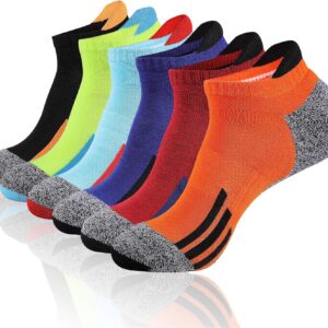 JOYNÉE Mens Ankle Low Cut Athletic Tab Socks for Men Sport Comfort Cushion Sock 6 Pack