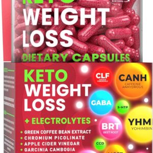 Keto Weight Loss Diet Pills, Natural Appetite Suppressant, Fat Burner for Women and Men with Apple Cider, Green Coffee Bean Extract, Curb Cravings & Hunger, Metabolism Booster Supplement - 60 Capsules