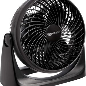 Amazon Basics Air Circulator Desk Fan for Bedroom, Home and Office, 90-Degree Tilt Head, 3 Speed Settings, Cooling, 35 Watts, Black, 11.1"W x 6.3"D x 10.9"H
