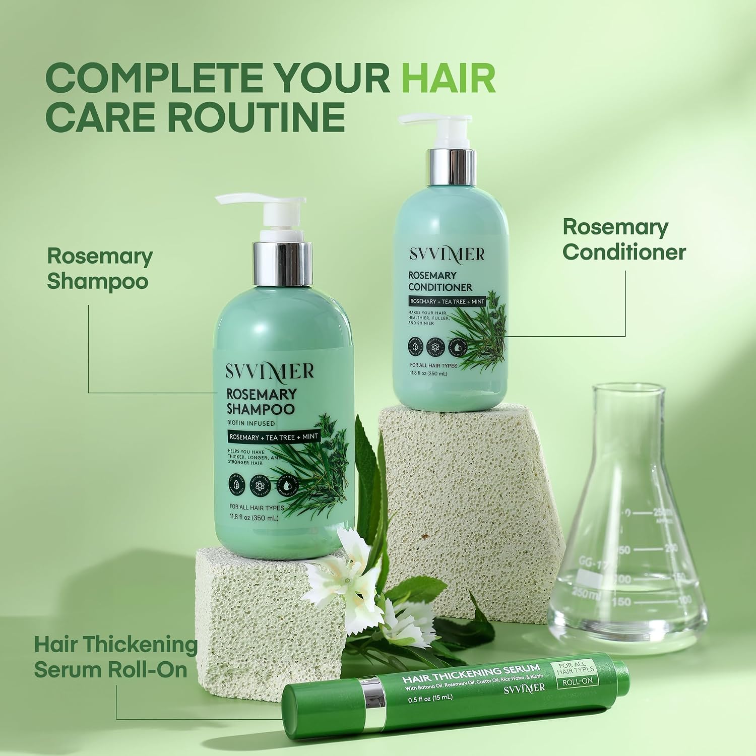 Svvimer Hair Growth Serum Roll On - with Rosemary Batana Oil Biotin Thickening Scalp Serum for Thinning Hair and Loss - for Women and Men 2 PCS 15ml/each - Image 7