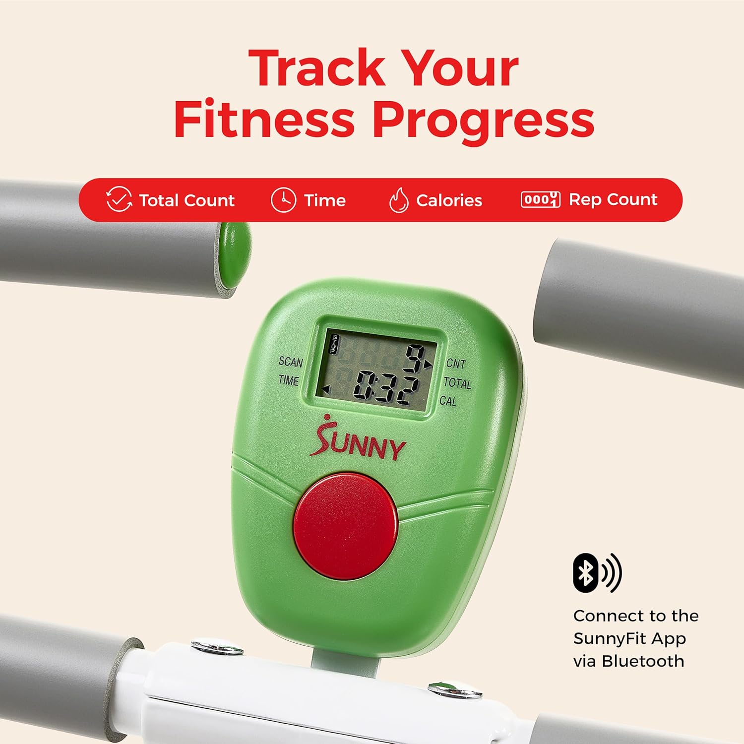 Sunny Health & Fitness Smart Row-N-Ride Glute & Leg Trainer, Foldable Squat Assist Rower with Exclusive SunnyFit App Connection - Image 8
