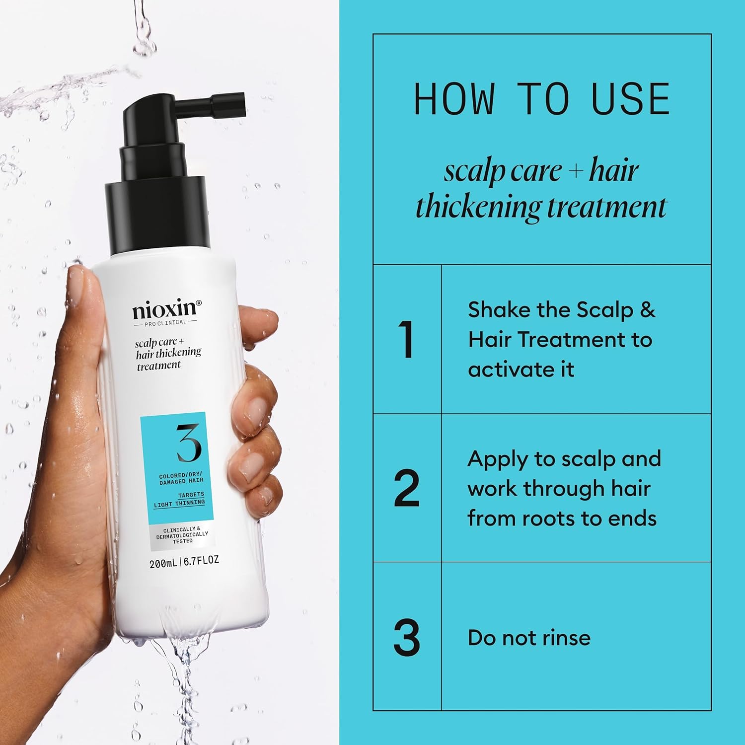 Nioxin System 3 Scalp Care + Hair Thickening Leave-In Treatment | For Colored, Dry, & Damaged Hair with Light Thinning | Strengthen & Nourish with Niacinamide & Biotin - Image 6