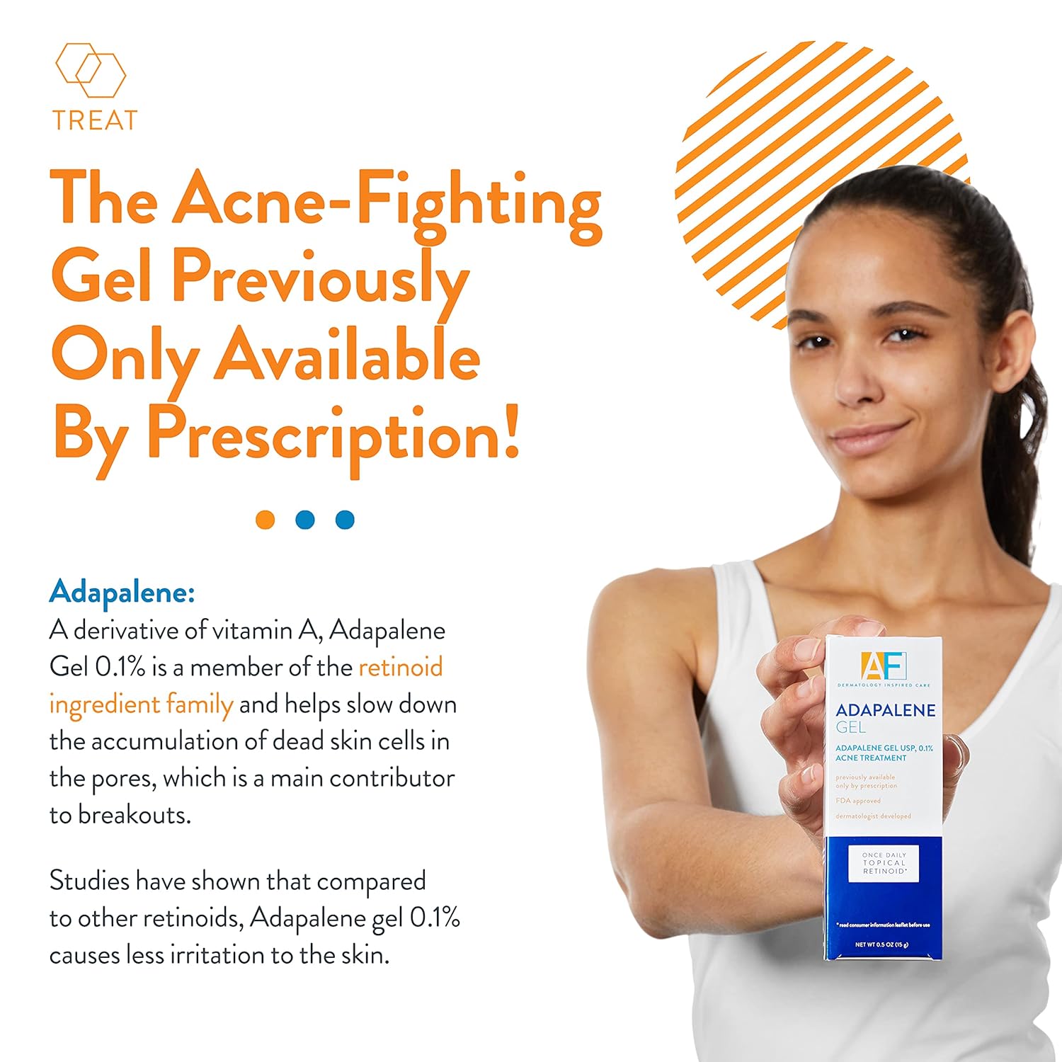 Acne Free Adapalene Gel 0.1%, Once-Daily Topical Retinoid Acne Treatment, Dermatologist Developed, Unclogs Pores and Clears Acne, Prevents and Improve Whiteheads and Blackheads, 0.5 Ounce - Image 3