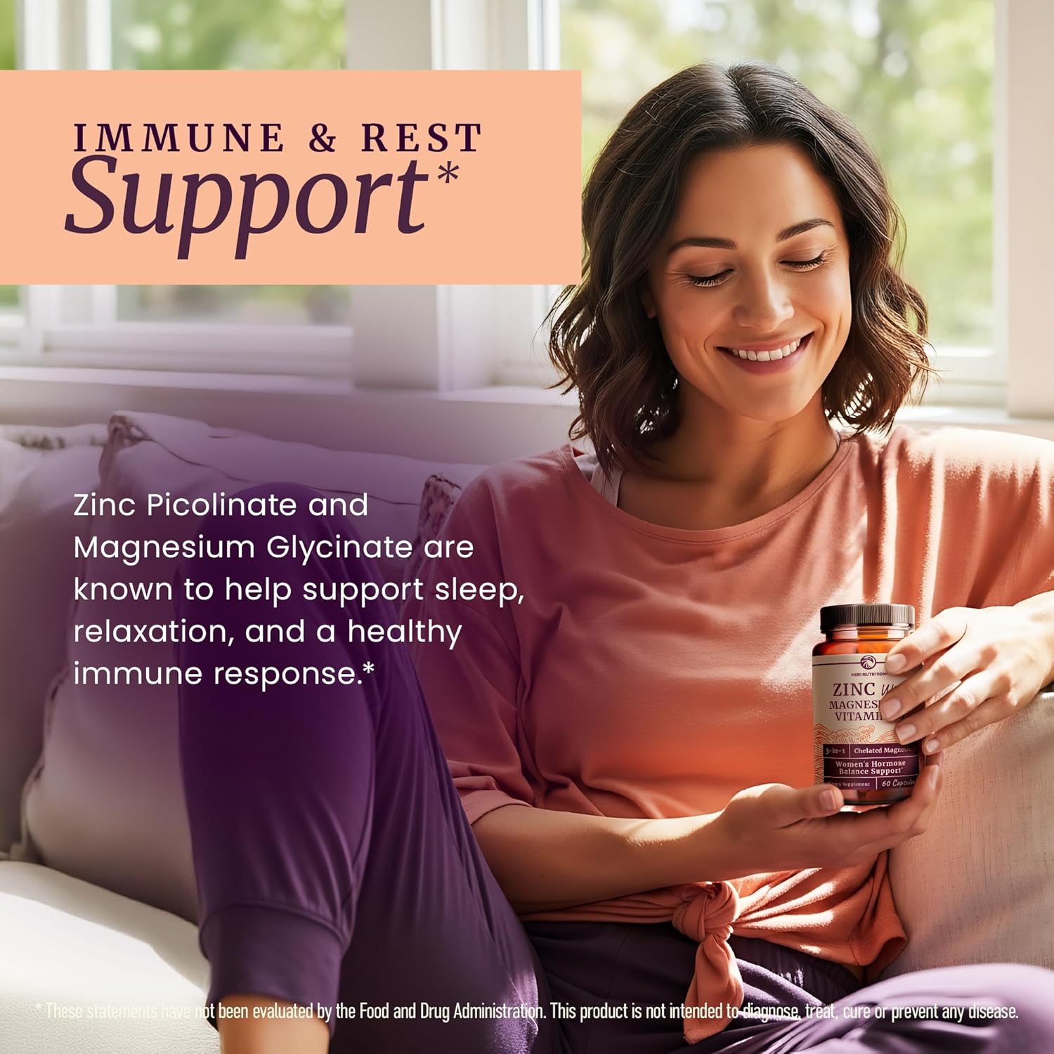 Zinc and Magnesium Supplement with Vitamin B6 | Women’s Hormone Balance, Menstrual Cycle & Immune Support | High Absorption Chelated Magnesium Glycinate with Zinc Picolinate and VIT B6 | 60 Ct - Image 7