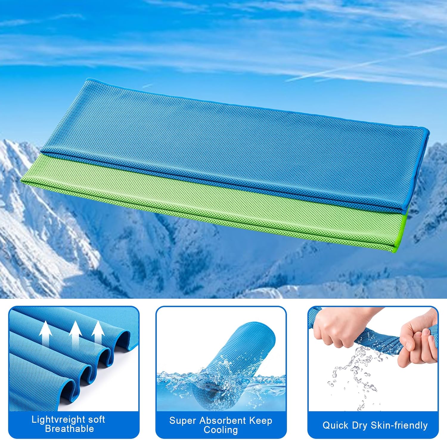 CADONO 4 Pack Cooling Towel (40"x12"), Soft Breathable Chilly Towel, Ice Towel, Microfiber Towel for Yoga, Sport, Running, Workout,Gym, Camping, Fitness, Workout & More Activities(Multicolor) - Image 5