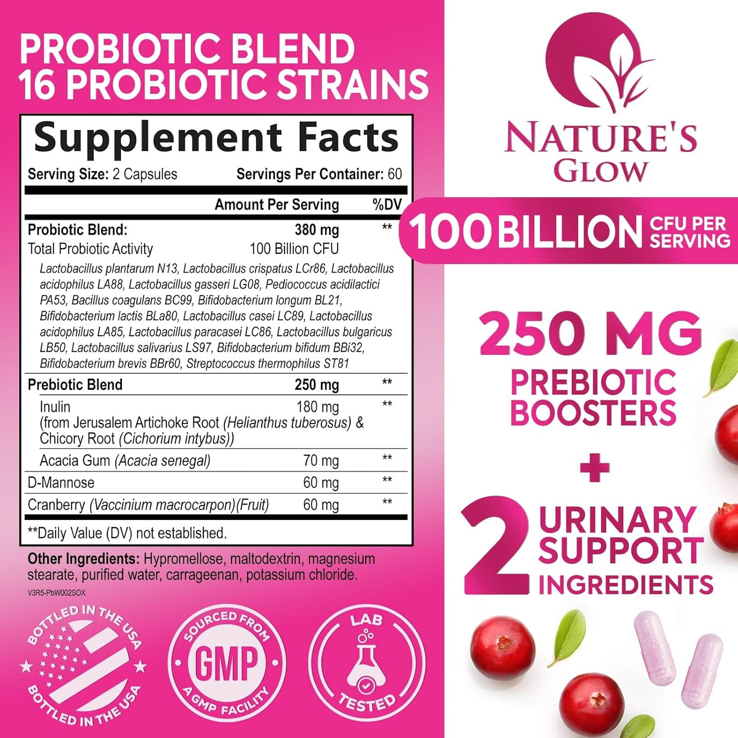 Probiotics For Women 100 Billion CFU Per Serving - Women's Probiotic For Digestive Health 16 Unique Strains - Daily Vaginal PH Balance & Feminine Health Support, Womens Probiotic - 120 Capsules - Image 2