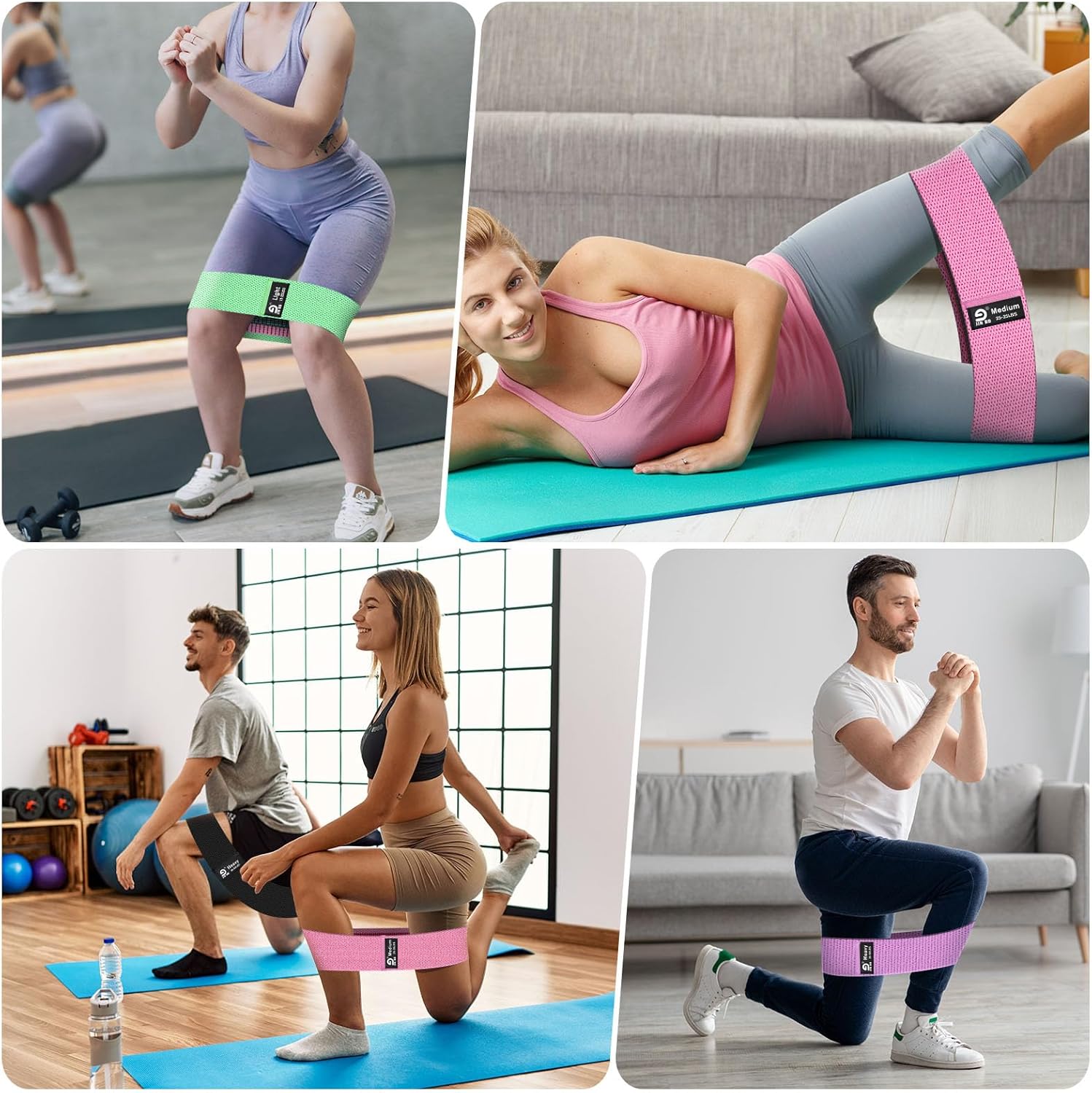 Booty & Resistance Bands – 3 Level Non-Slip Fabric Exercise Bands for Legs & Glutes, Women & Men, Squats, Hip Thigh Training, Yoga, Pilates, Home Workout - Image 5