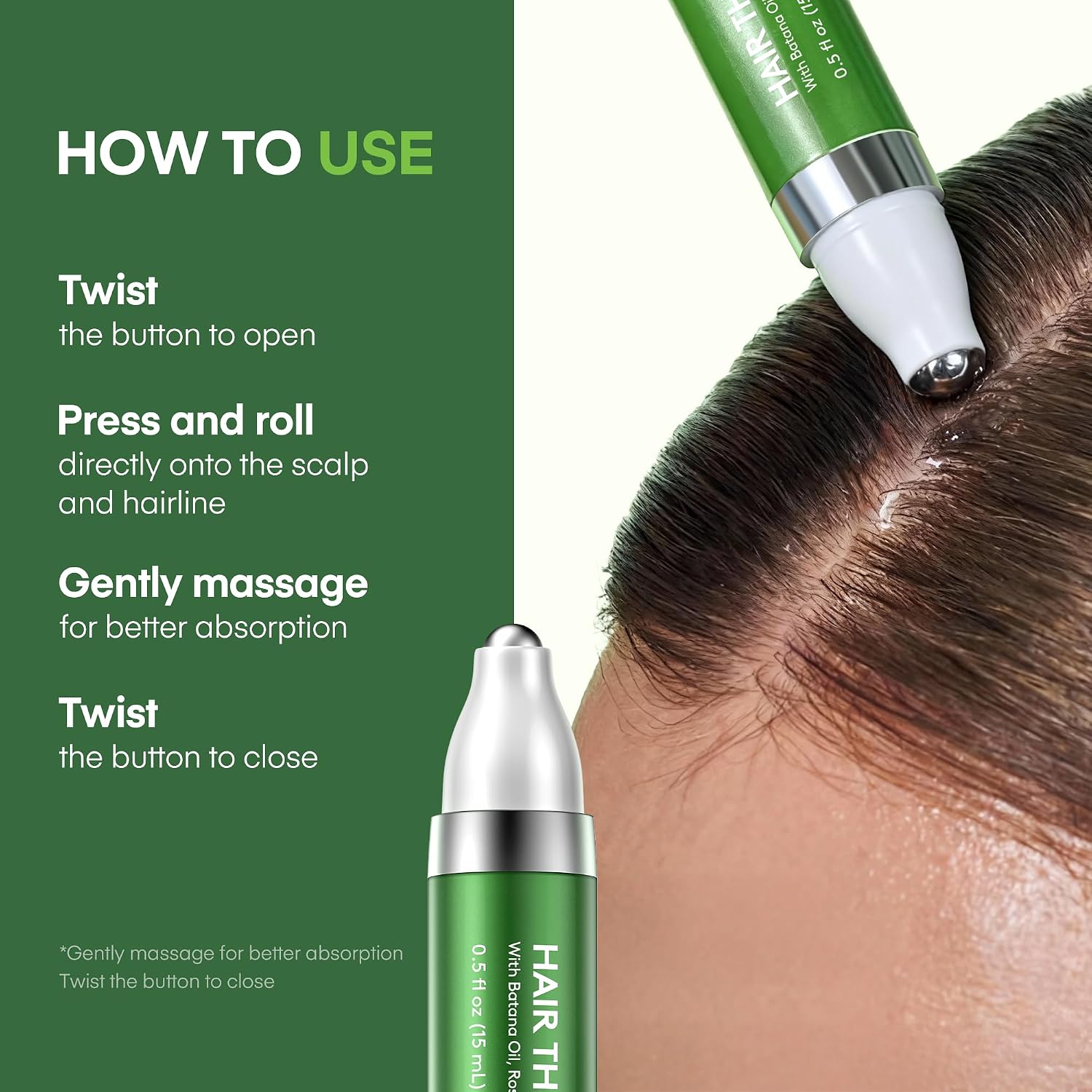 Svvimer Hair Growth Serum Roll On - with Rosemary Batana Oil Biotin Thickening Scalp Serum for Thinning Hair and Loss - for Women and Men 2 PCS 15ml/each - Image 8