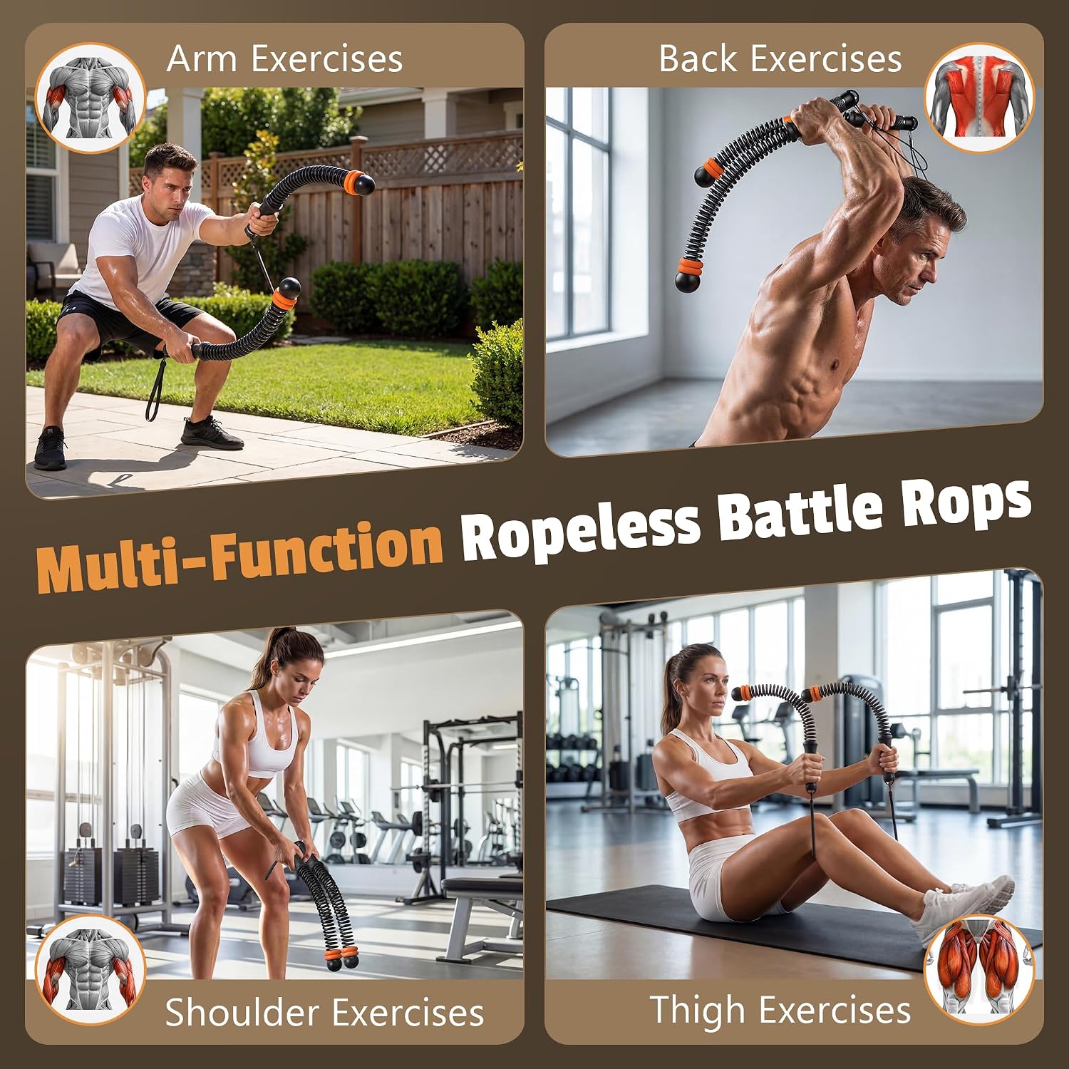 Portable Weighted Cordless Battle Ropes,Adjustable Weights, for Home Gym,Low-Noise Exercise Rope.Weighted Exercise Equipment for Low-Impact.Workout, Strength & HIIT,for Men & Women (Black) - Image 5