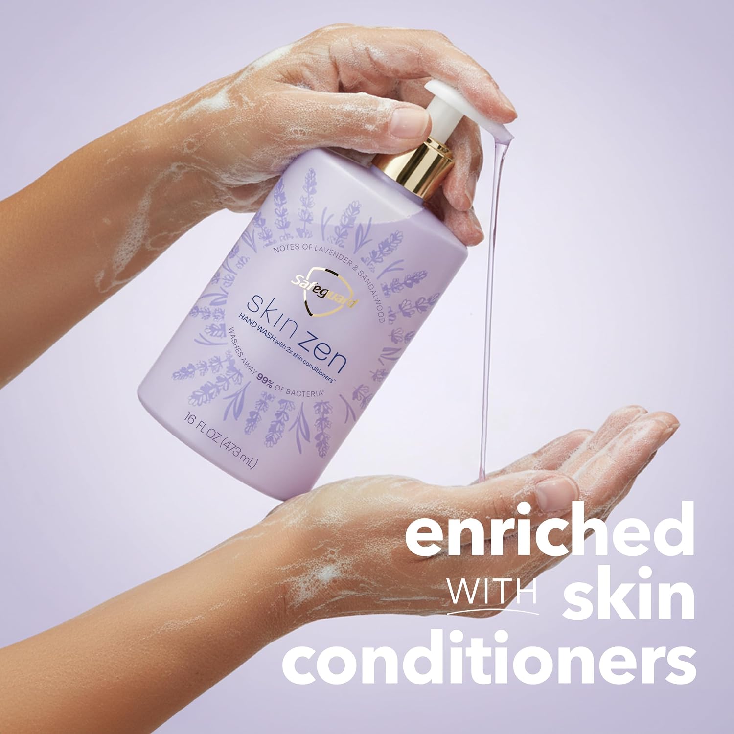 Safeguard Liquid Hand Soap, Skin Zen, Washes Away 99% Bacteria, Made with Natural Moisturizers & 2X Skin Conditioners, Safeguarding Families, PH Balanced Formula, Lavender & Sandalwood Scent, 16 oz - Image 7