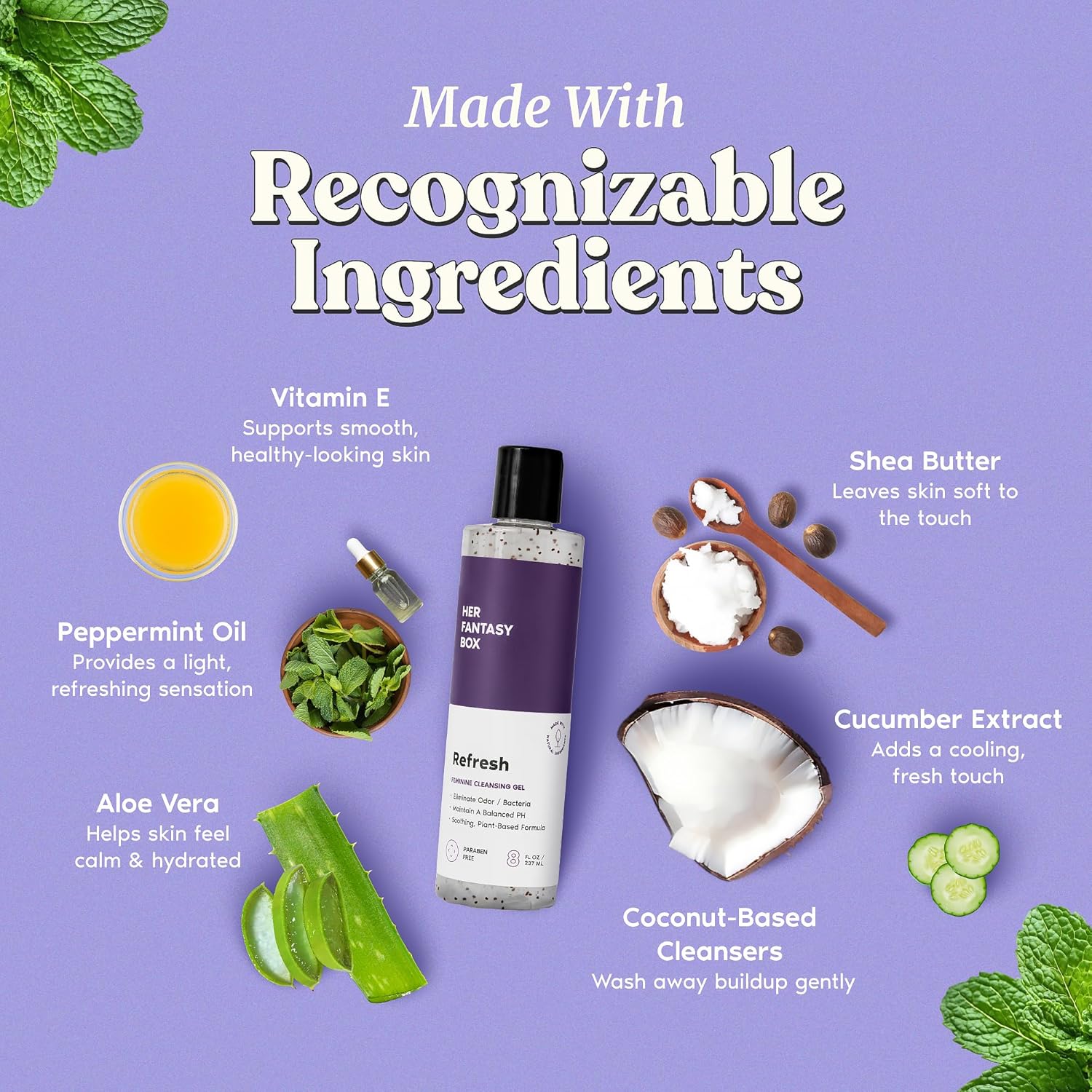 Her Fantasy Box | Refresh pH Balancing Shower Gel - Natural Feminine Hygiene Solution for Gentle Cleansing, Odor Control, and Skin Nourishment - pH-Balanced Formula for All Skin Types (8 oz) - Image 4