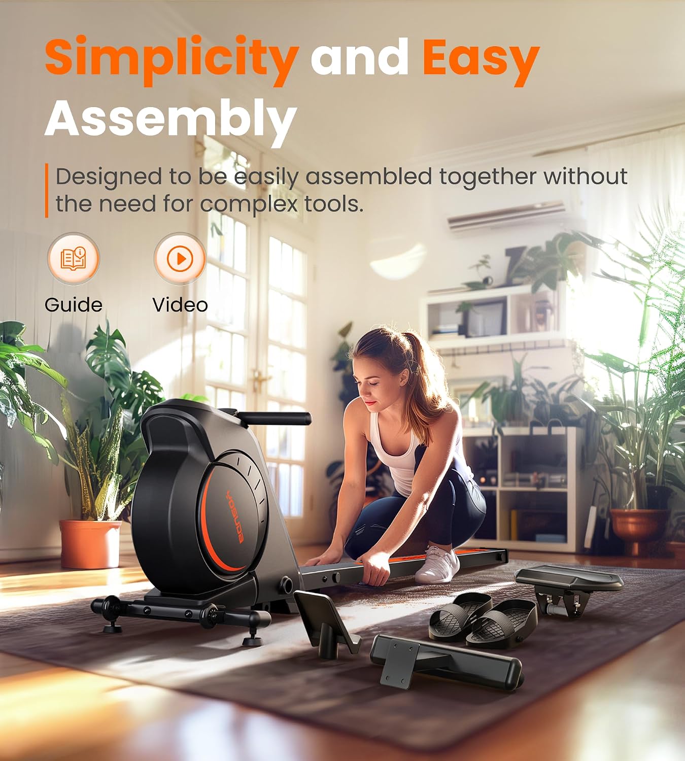 YOSUDA Rowing Machine for Home, Magnetic Rower Machine for Beginners to Athletes, Use with Resistance Adjustment Function, Bluetooth, App Supported, LCD Monitor, and Comfortable Seat Cushion - Image 8