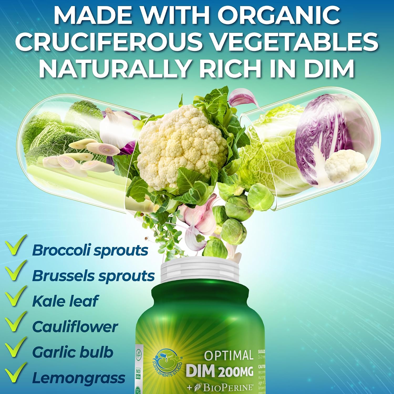 Optimal DIM 200mg Supplement for Women and Men - Made with Organic Whole Foods - Estrogen & Hormone Balance Support Diindolylmethane Complex - Maximum Absorption Delayed-Release Capsules - 60 Count - Image 4