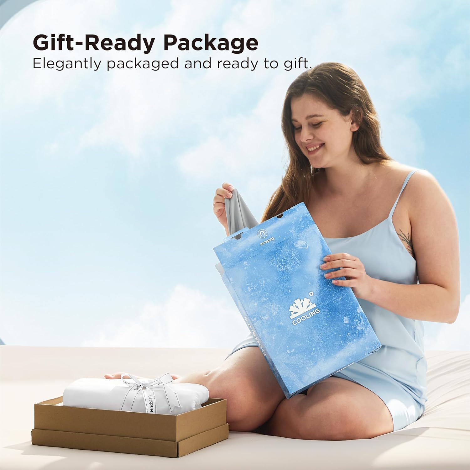 Bedsure King Fitted Sheet Only, Cooling Fitted Sheet King Size for Hot Sleeper, with 360° Elastic Corner Straps, Q-Max 0.4, Temperature Regulation Bedding for Night Sweats, Up to 16" Deep, Grey - Image 7