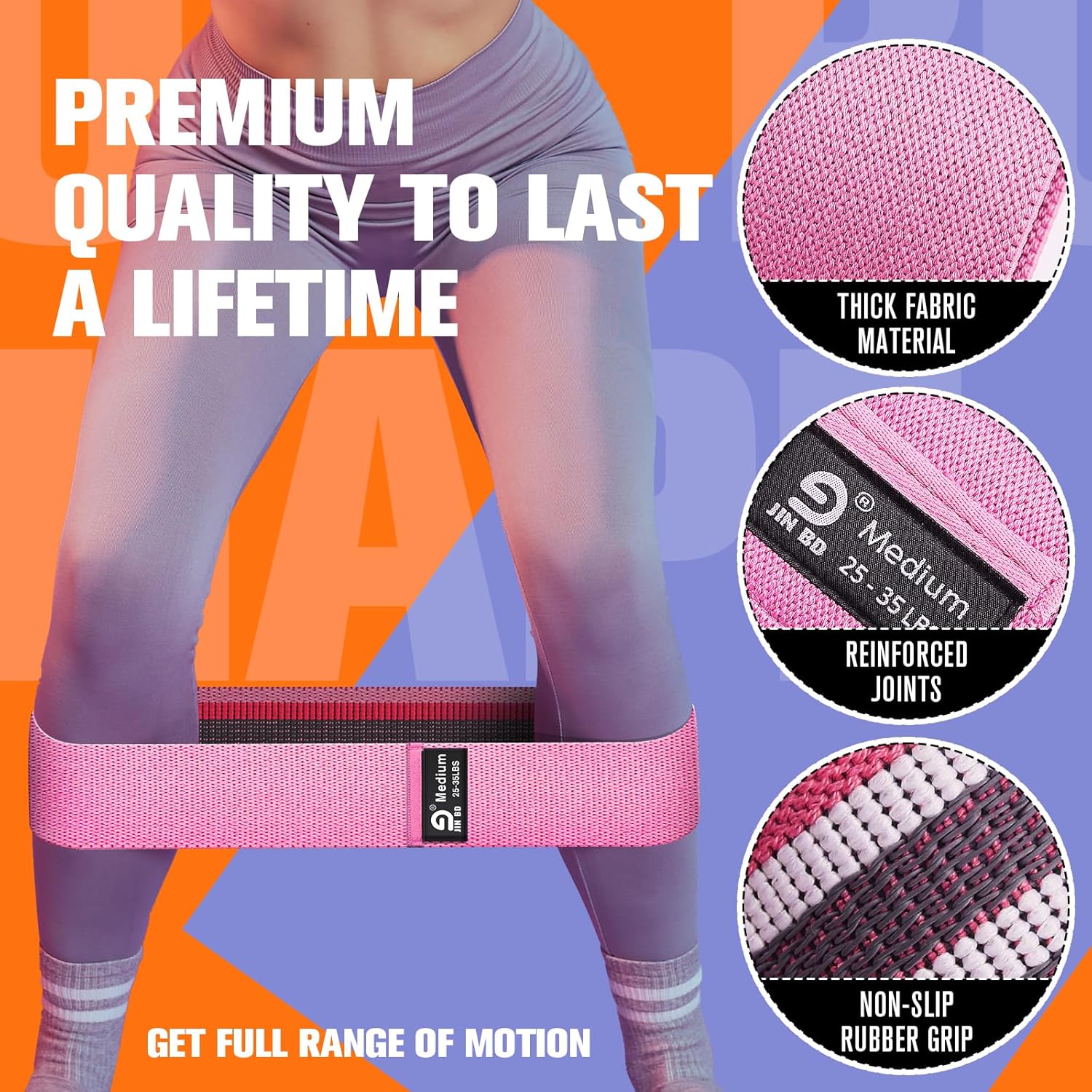 Booty & Resistance Bands – 3 Level Non-Slip Fabric Exercise Bands for Legs & Glutes, Women & Men, Squats, Hip Thigh Training, Yoga, Pilates, Home Workout - Image 4