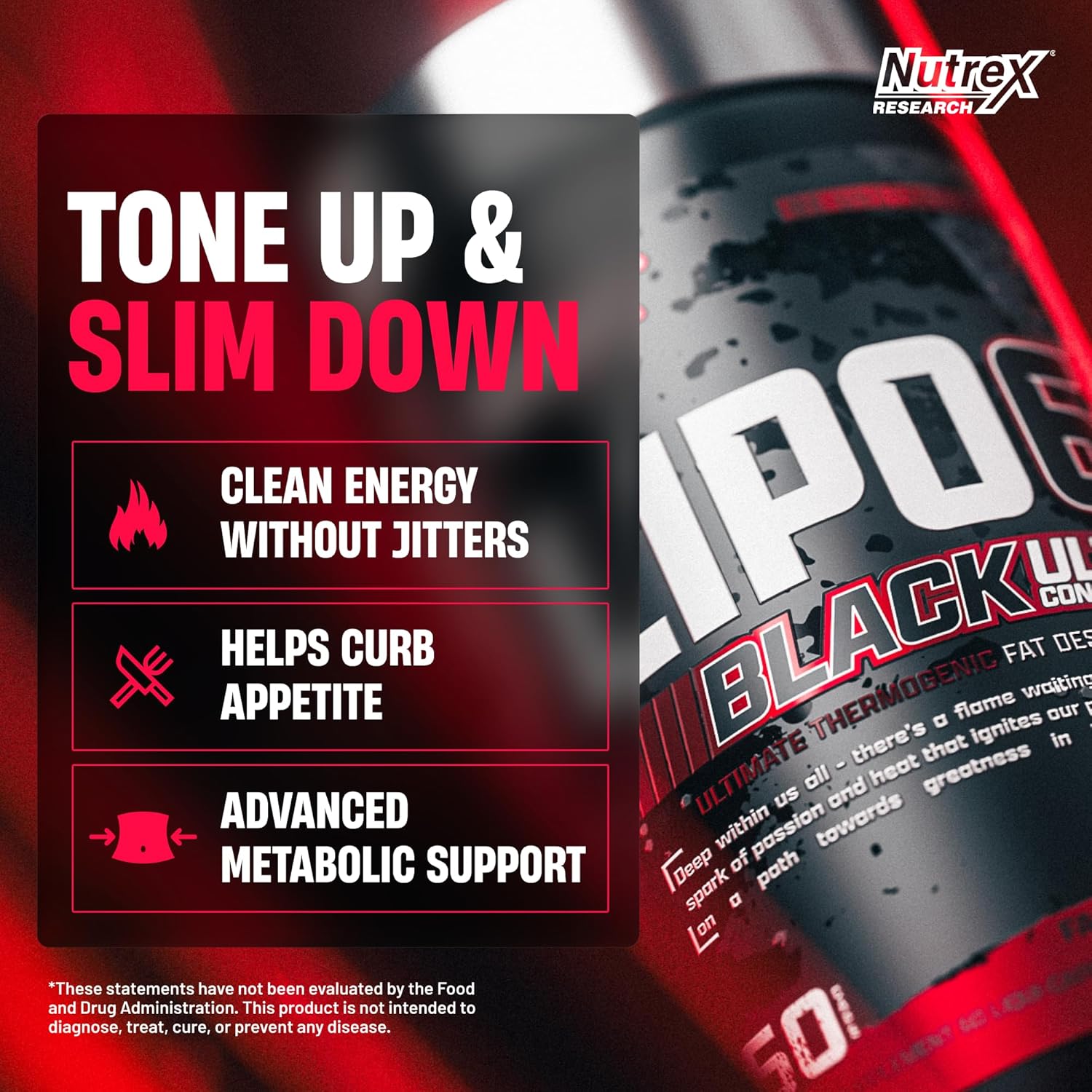 Nutrex Lipo-6 Black Max Strength Fat Burner - Fast Acting Energy, Weight Loss Diet Pills – Appetite Suppressant, Metabolism Booster - 120 Capsules - Image 2