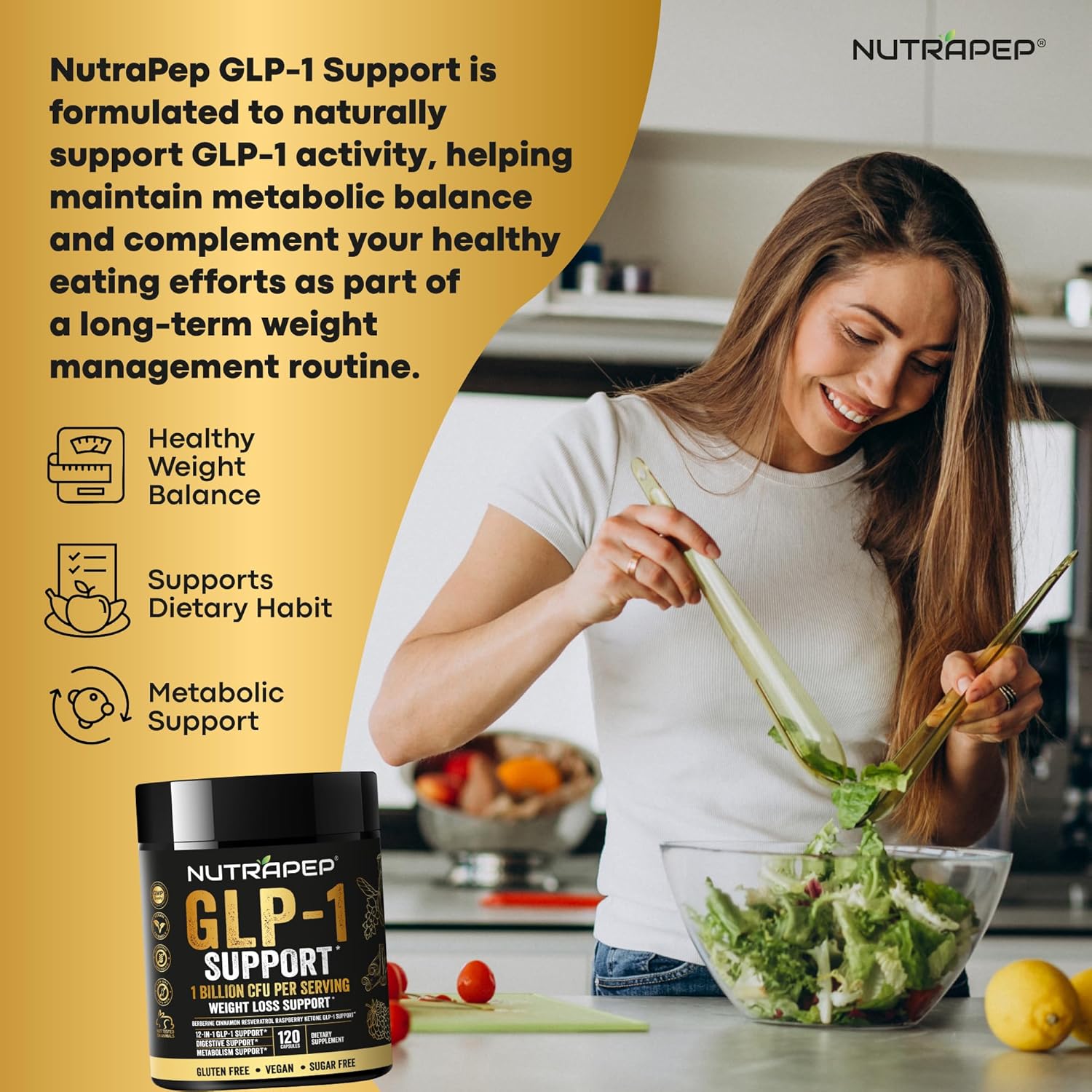 NutraPep GLP-1 Support Weight Loss Probiotic Supplement - Women Men Natural Appetite Suppressant & Metabolism Booster - Daily GLP1 Support to Activate Fat Burn Support Healthy Gut Curb Hunger - Image 6