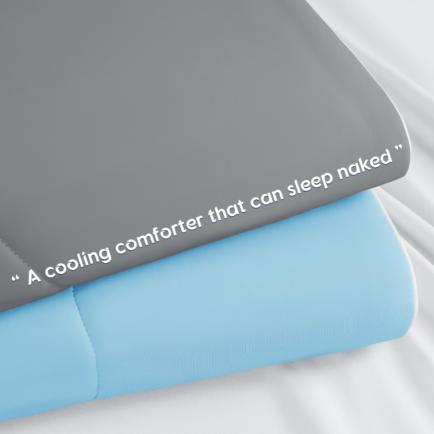 Cooling Blanket for Hot Sleepers & Night Sweats – Cooling Comforter, Breathable Lightweight Double-Sided Summer Bedding, Breathable Soft All Season (Frosty Light Grey, Queen(90"x90")) - Image 8