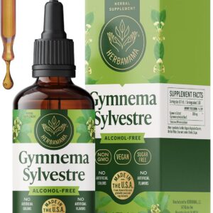 HERBAMAMA Gymnema Sylvestre Drops - Vegan Antioxidant & Overall Support with Gymnema Leaf Extract Tincture - Non-GMO, Alcohol & Sugar-Free Liquid Gurmar Supplement, 84-Day Supply