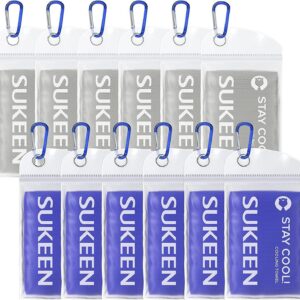 Sukeen Cooling Towels for Neck and Face, Cooling Towel 12 Pack, Microfiber Sports Cooling Towels, Soft Breathable Sweat Towel for Workout,Yoga, Golf, Gym, Camping, Sport, Running(40" x 12")