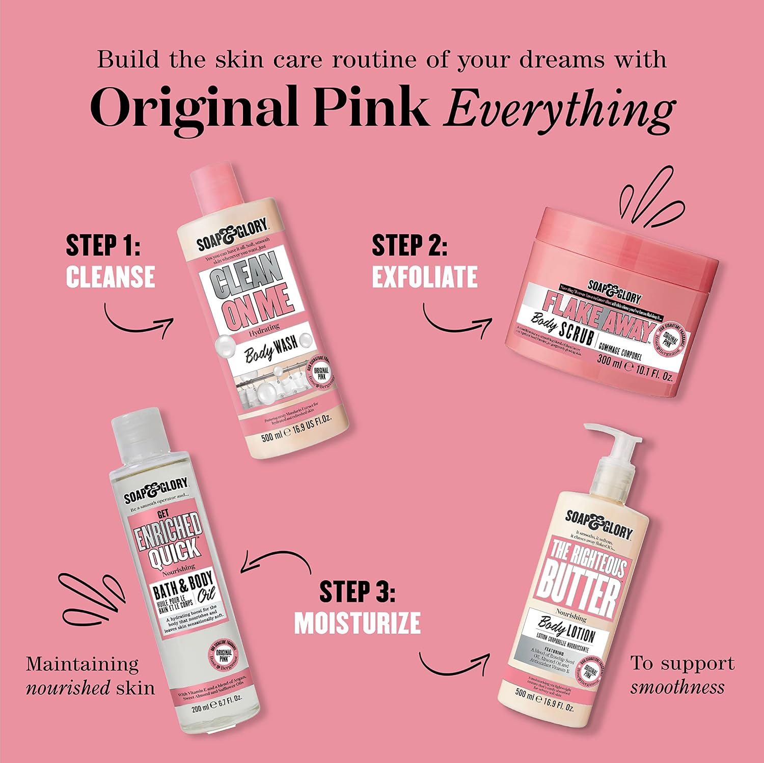 Soap & Glory Original Pink Moisturizing Body Lotion Pump - Lightweight Body Moisturizer for Dry Skin - With Shea Butter, Vitamin E & Aloe Vera for Soft, Hydrated Skin - Rose & Bergamot (16.9 fl oz) - Image 7