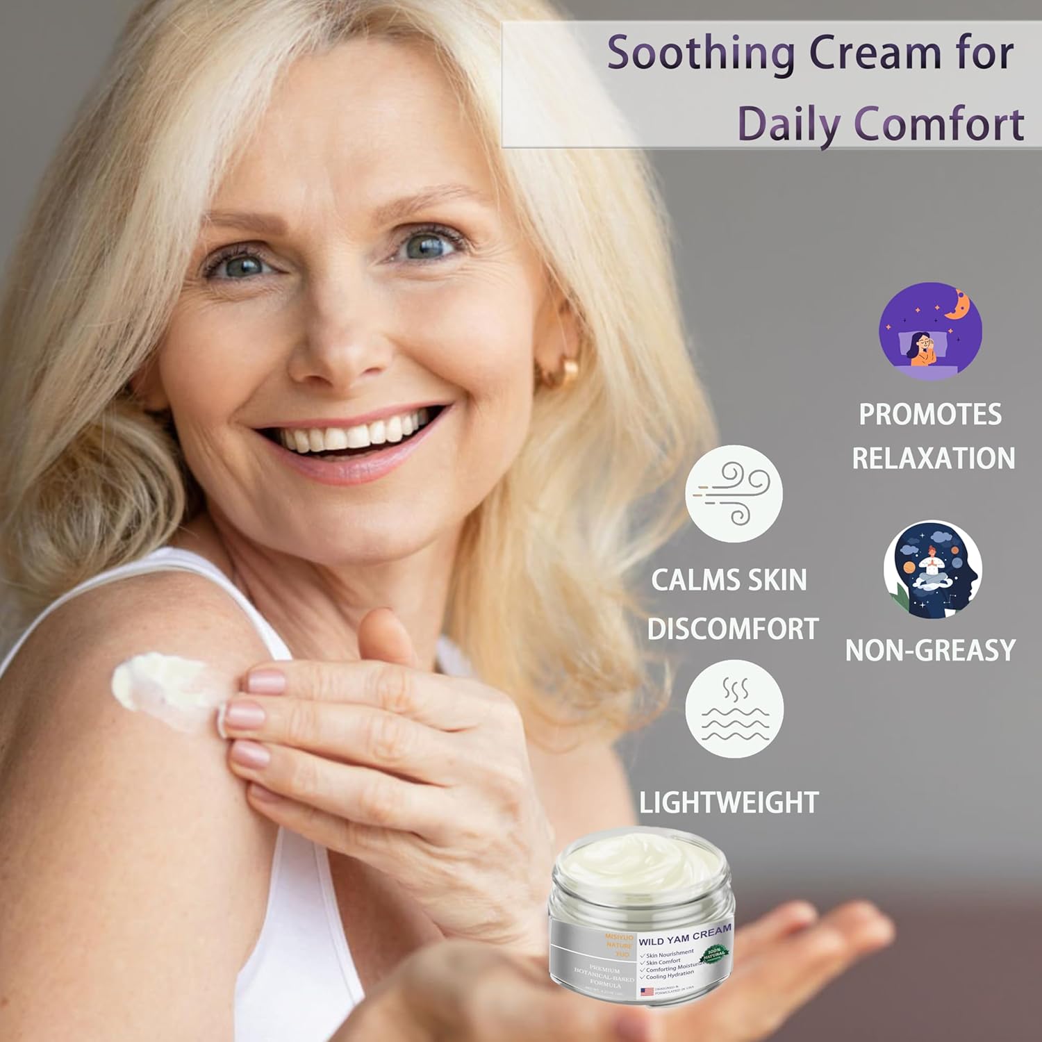 Organic Wild Yam Cream for Women - Soothing Skin Comfort, Natural Ingredients, 120g - Image 2